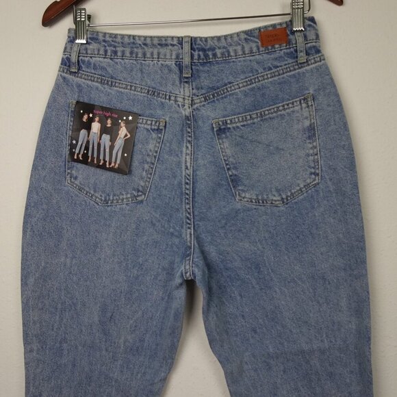 Rhinestone Trim Jeans Simple Society Size 7 Blue Distressed Denim Cropped - Picture 6 of 10